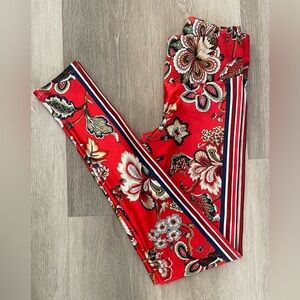 Goldsheep Red Floral Leggings
